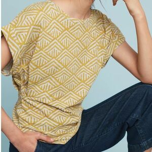 Anthropologie Postmark Petra Tee-Yellow/Gray/Geometric-Size XS